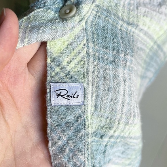 Rails Brady Long Sleeve Button Up Plaid Shirt in Sage Green Yellow Lemon Size XS - Picture 7 of 10